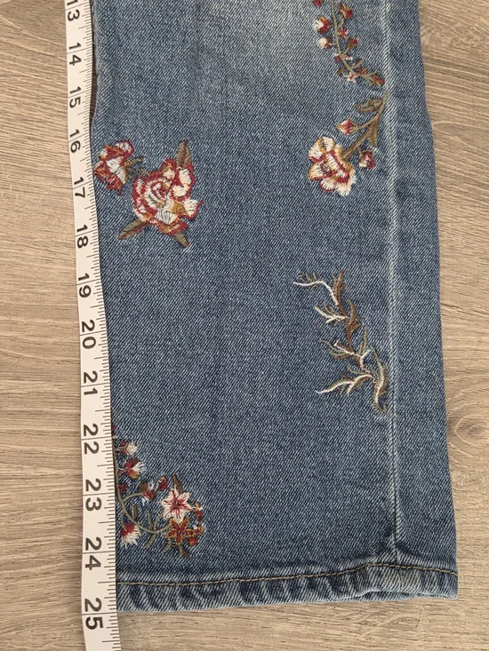 Cato Blue Denim Jeans with Red & Cream Floral Embroidery - Picture 7 of 8